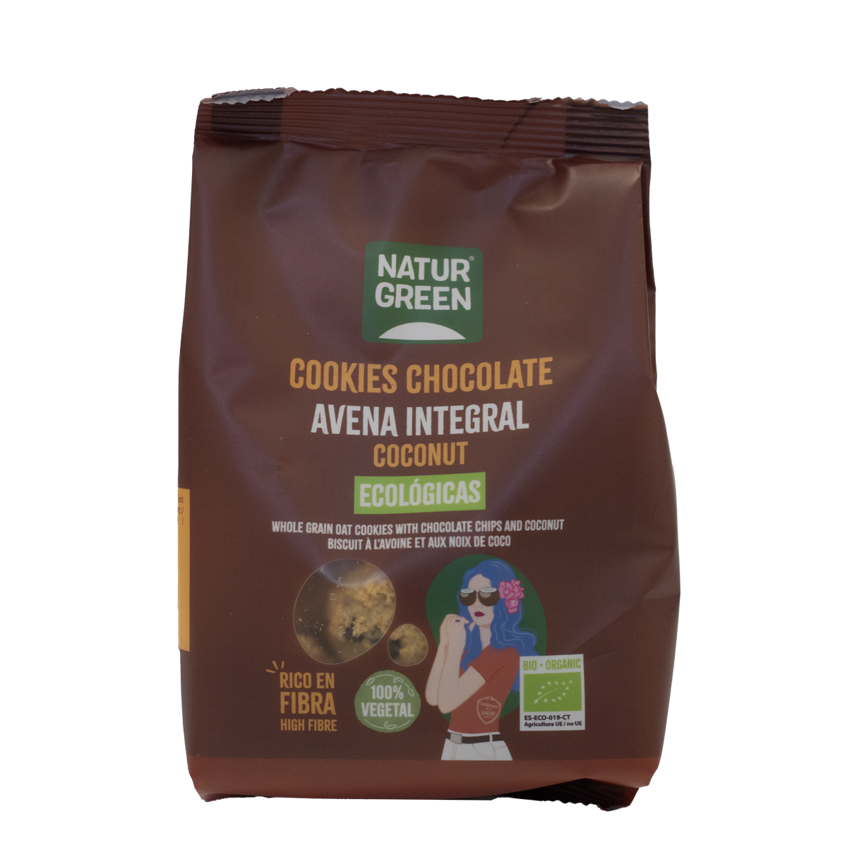 Cookie de Avena Integral con Coco Bio · Naturgreen · 140 gramos [Caducidad 03/2026]