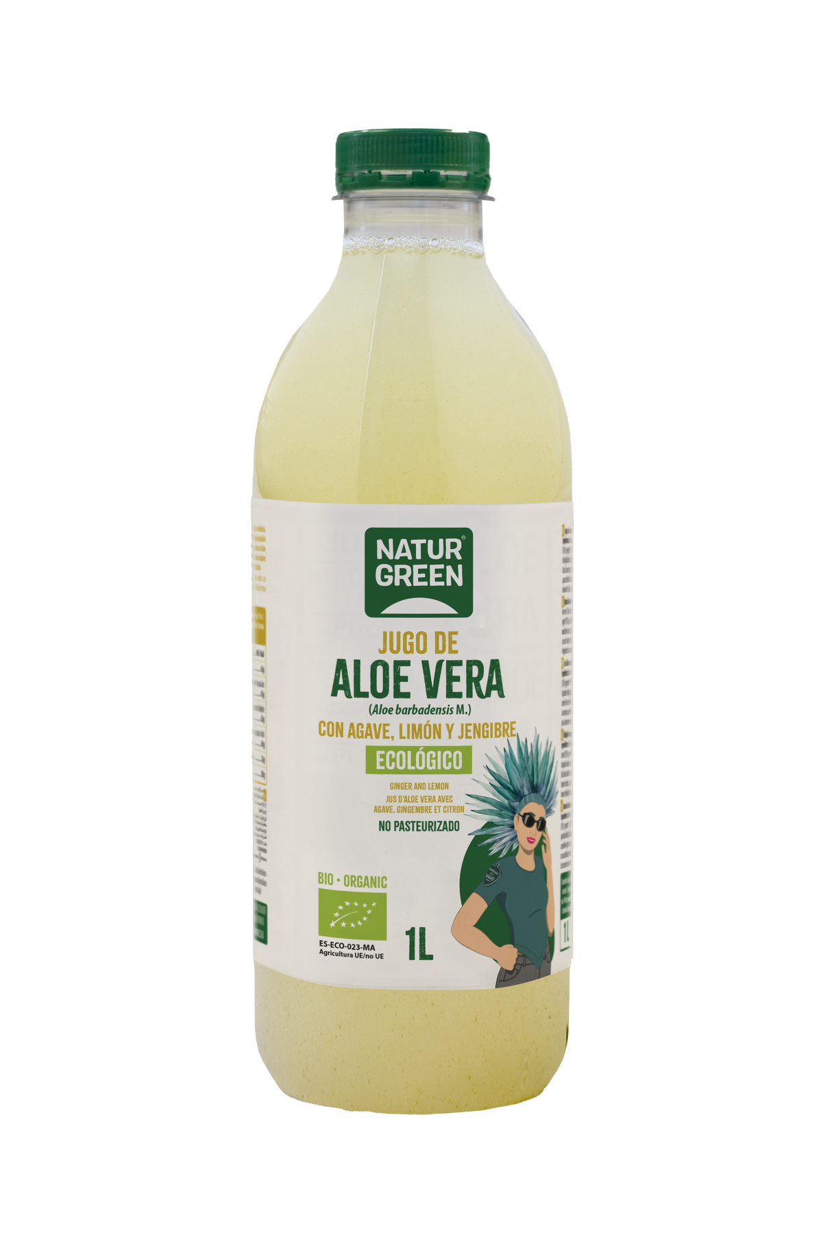 Jugo de Aloe Vera con Ágave, Limón y Jengibre · Naturgreen · 1 litro