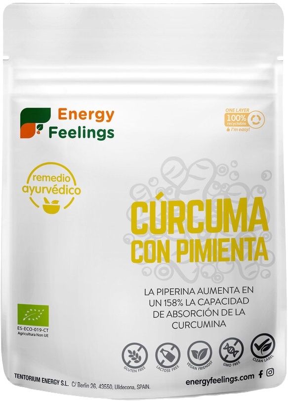 Cúrcuma con Pimienta en Polvo · Energy Feelings · 200 gramos