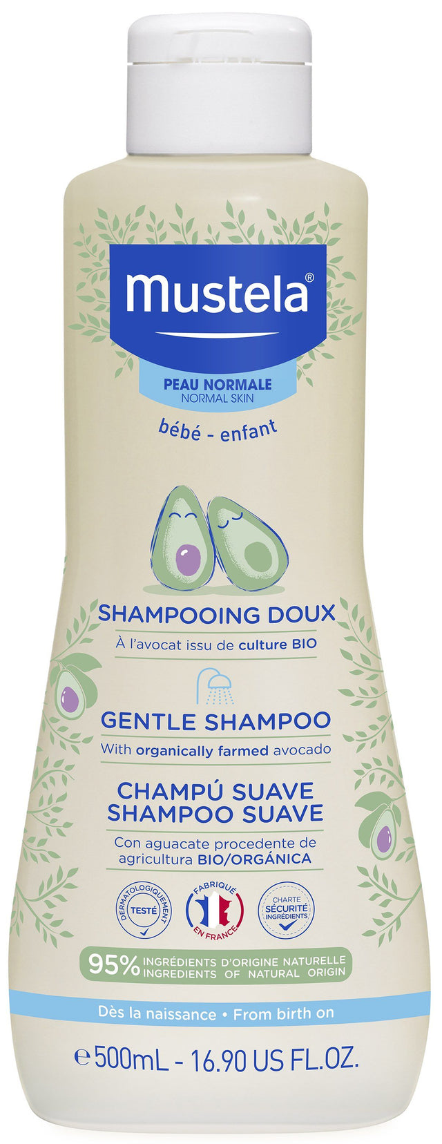 Champú Suave con Aguacate Bio · Mustela · 500 ml