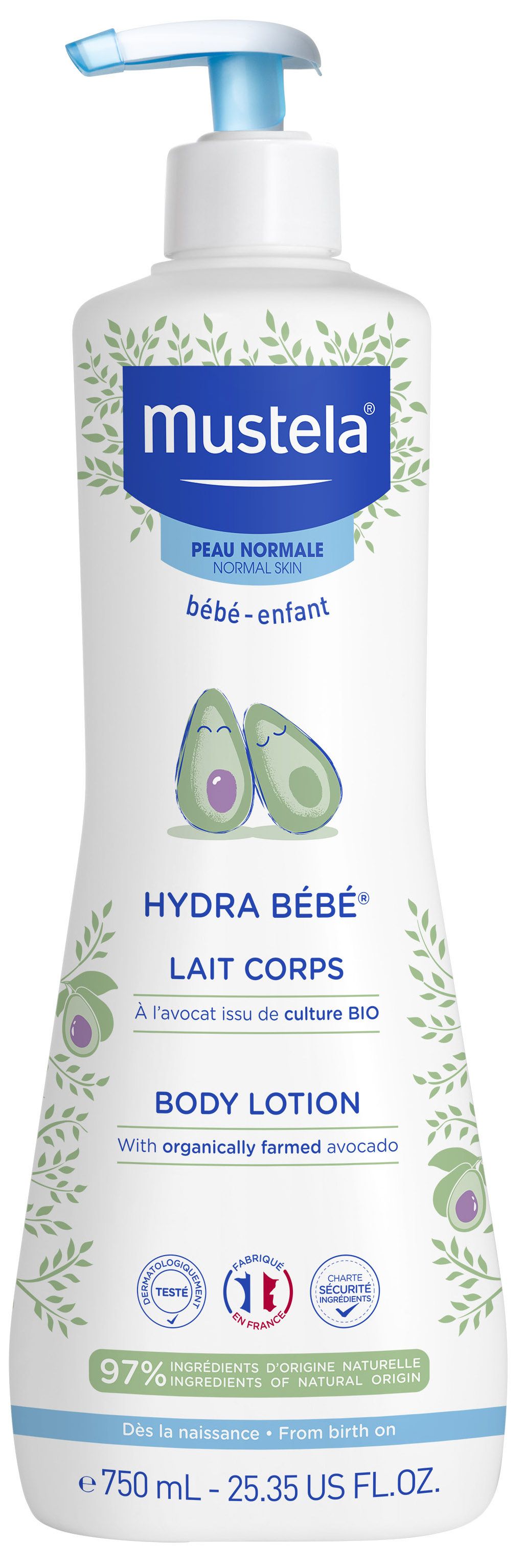 Hydra Bebé Leche Corporal con Aguacate Bio · Mustela · 750 ml