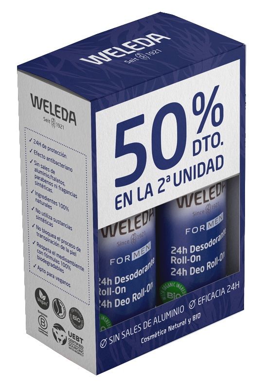 Duplo Desodorante Roll-On 24 horas Men · Weleda · 2x50 ml