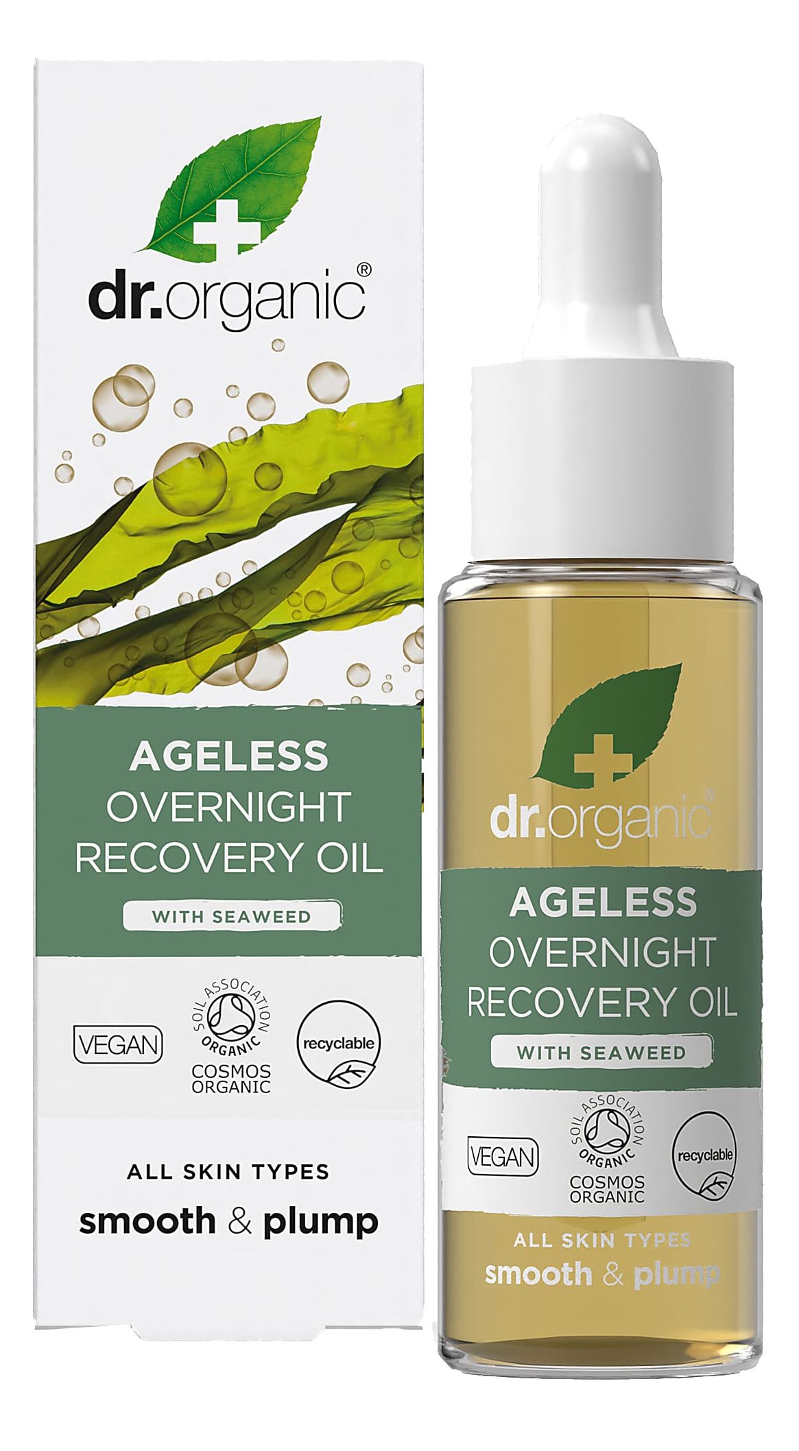 Aceite Recuperador de Noche con Algas Marinas · Dr Organic · 30 ml