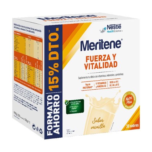 Pack Meritene Fuerza y Vitalidad Batido Vainilla · Nestlé · 30 sobres
