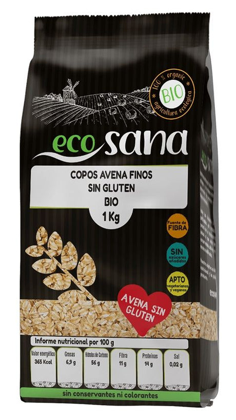 Copos de Avena Finos Integrales Sin Gluten Bio · Ecosana · 1 kg