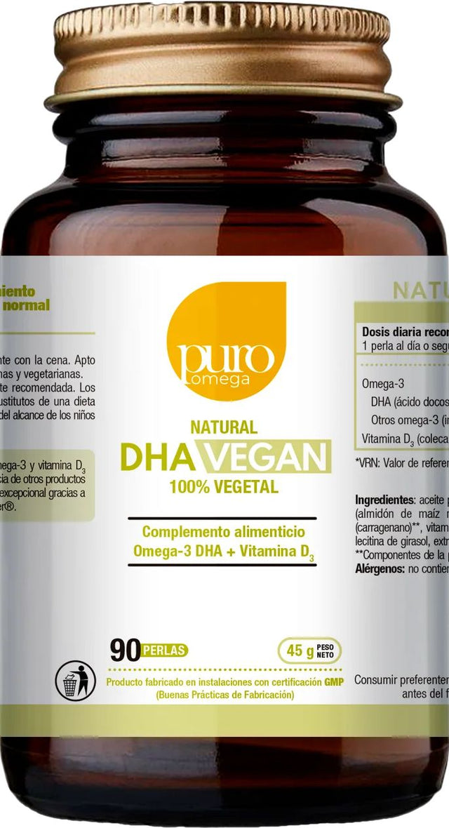 Natural DHA - Vegan · Puro Omega · 90 perlas