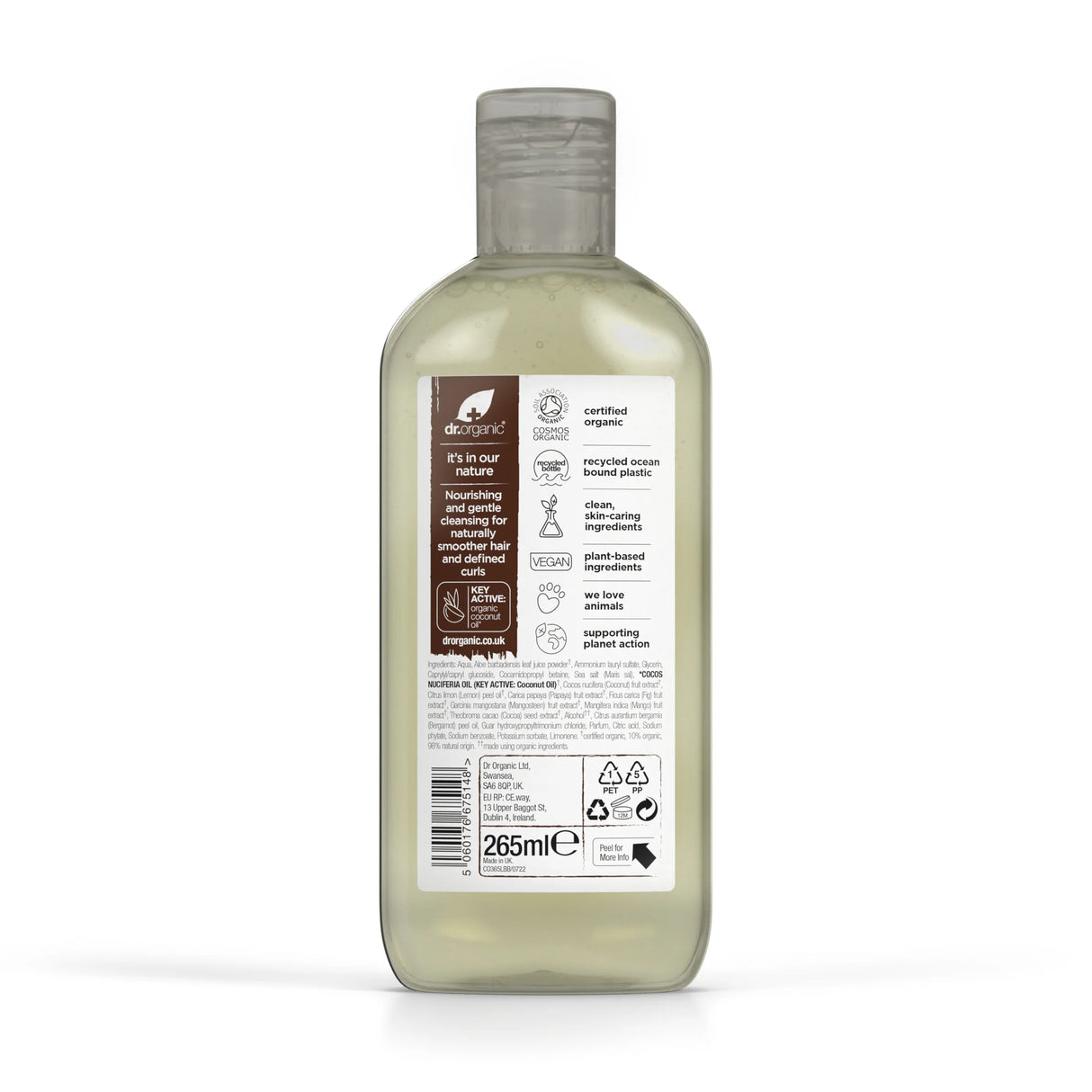 Champu Aceite de Coco Virgen · Dr Organic · 265 ml