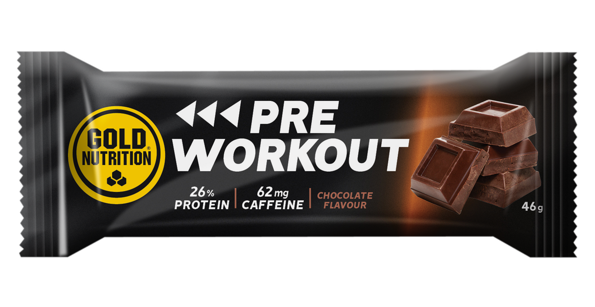 Pre Workout Bar Chocolate · Gold Nutrition · 46 gramos