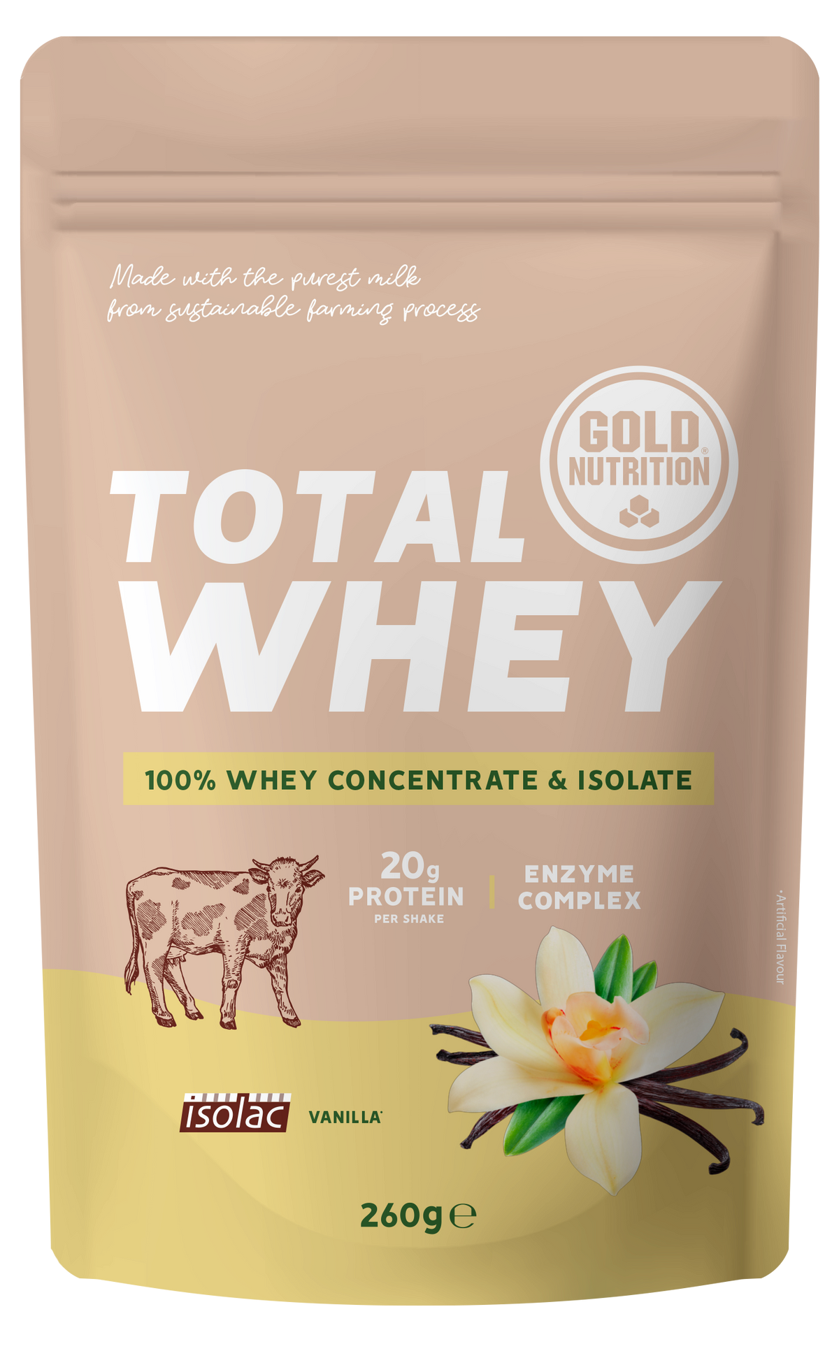 Total Whey Vanilla · Gold Nutrition · 260 gramos