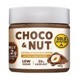 Choco&Nut Low Sugar Spread · Gold Nutrition · 180 gramos
