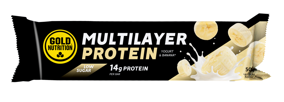 Multilayer Bar Low Sugar Plátano y Yogurt · Gold Nutrition · 50 gramos