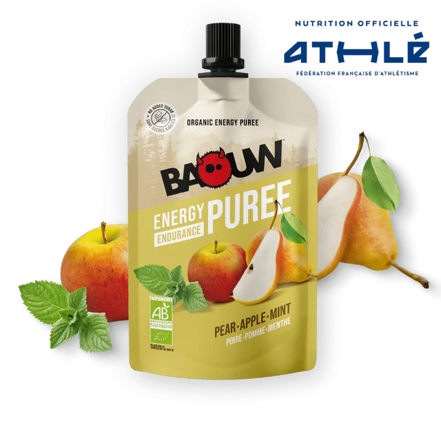 Compota Energética Pera Manzana Menta Baouw