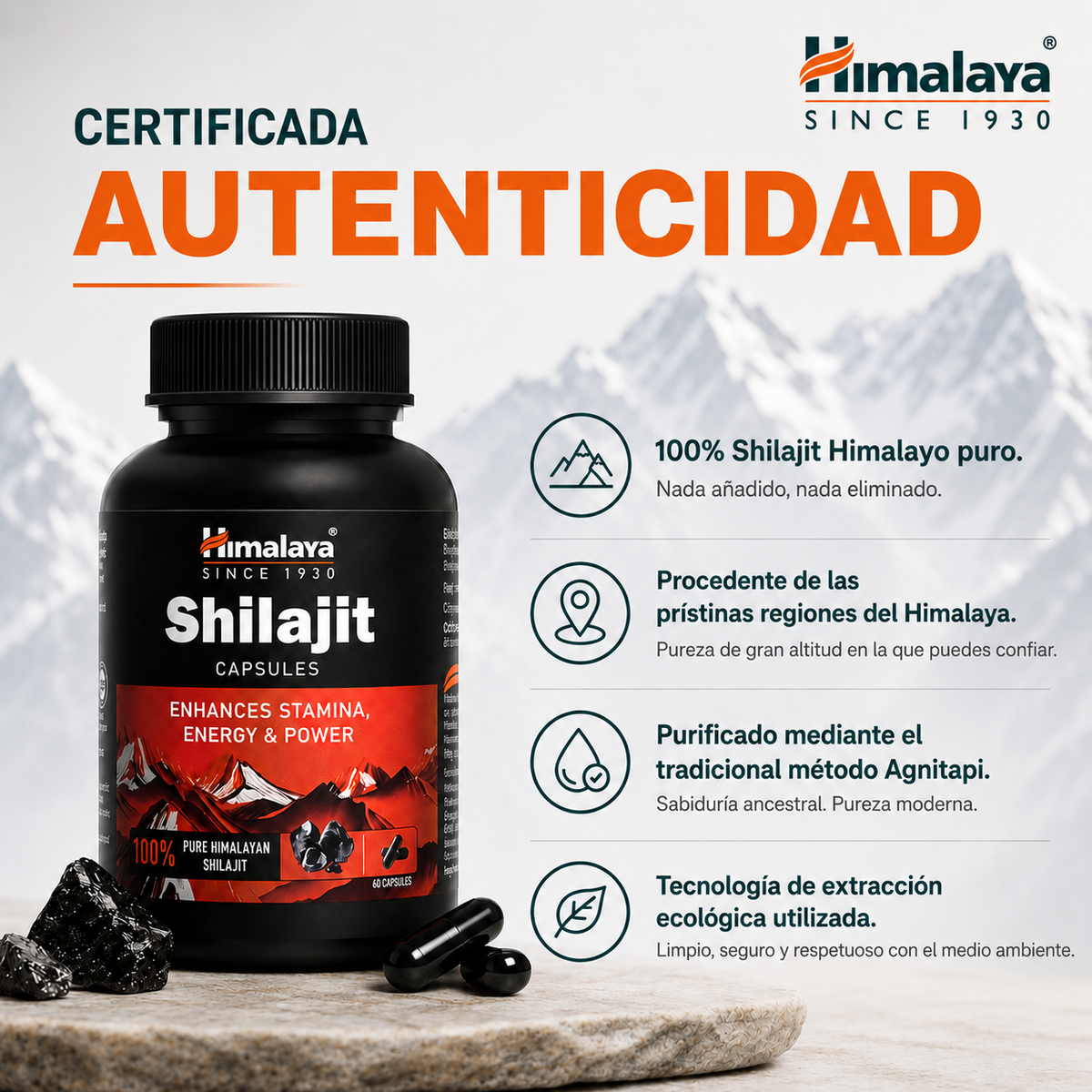 Shilajit Cápsulas · Himalaya · 60 cápsulas