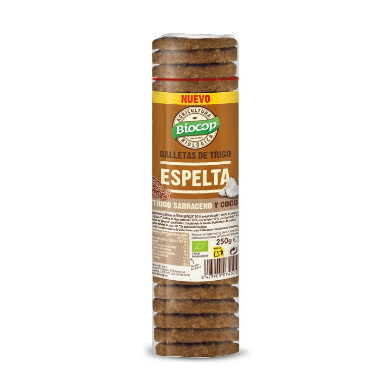 Galletas de Trigo Espelta con Trigo y Coco · Biocop · 220 gramos