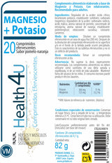 Magnesio + Potasio · Health4U · 20 comprimidos efervescentes
