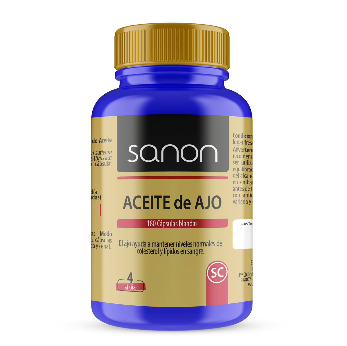 Aceite de Ajo · Sanon · 180 cápsulas