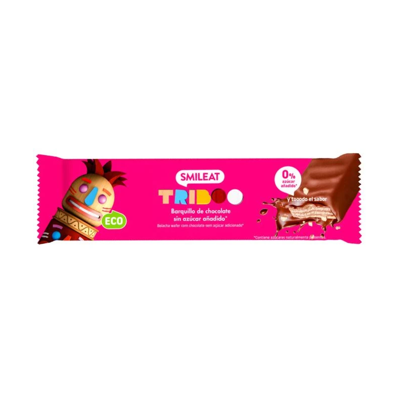 Barquillo Triboo Recubierto de Chocolate · Smileat · 40 gramos [Caducidad 11/2026]