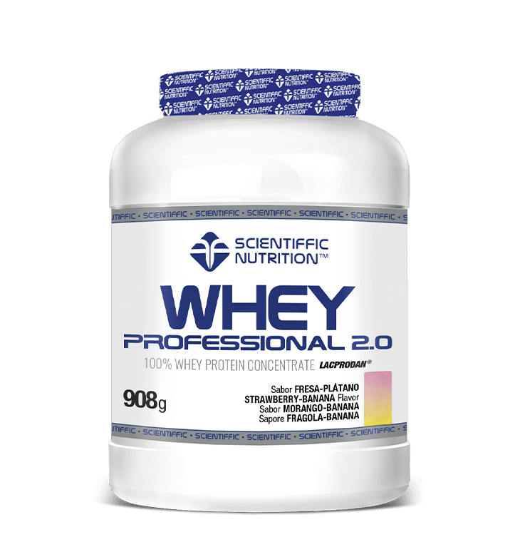 Whey Professional 2.0 Whey Protein: Sabor Fresa-Plátano · Scientiffic Nutrition · 908 gramos