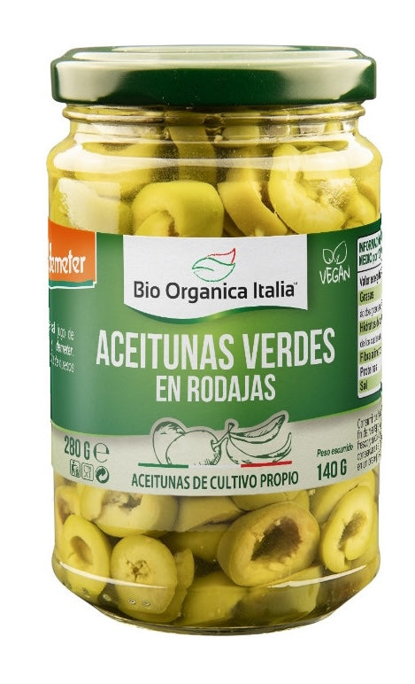 Aceitunas Verdes en Rodajas · Bio Organica Italia · 140 gramos