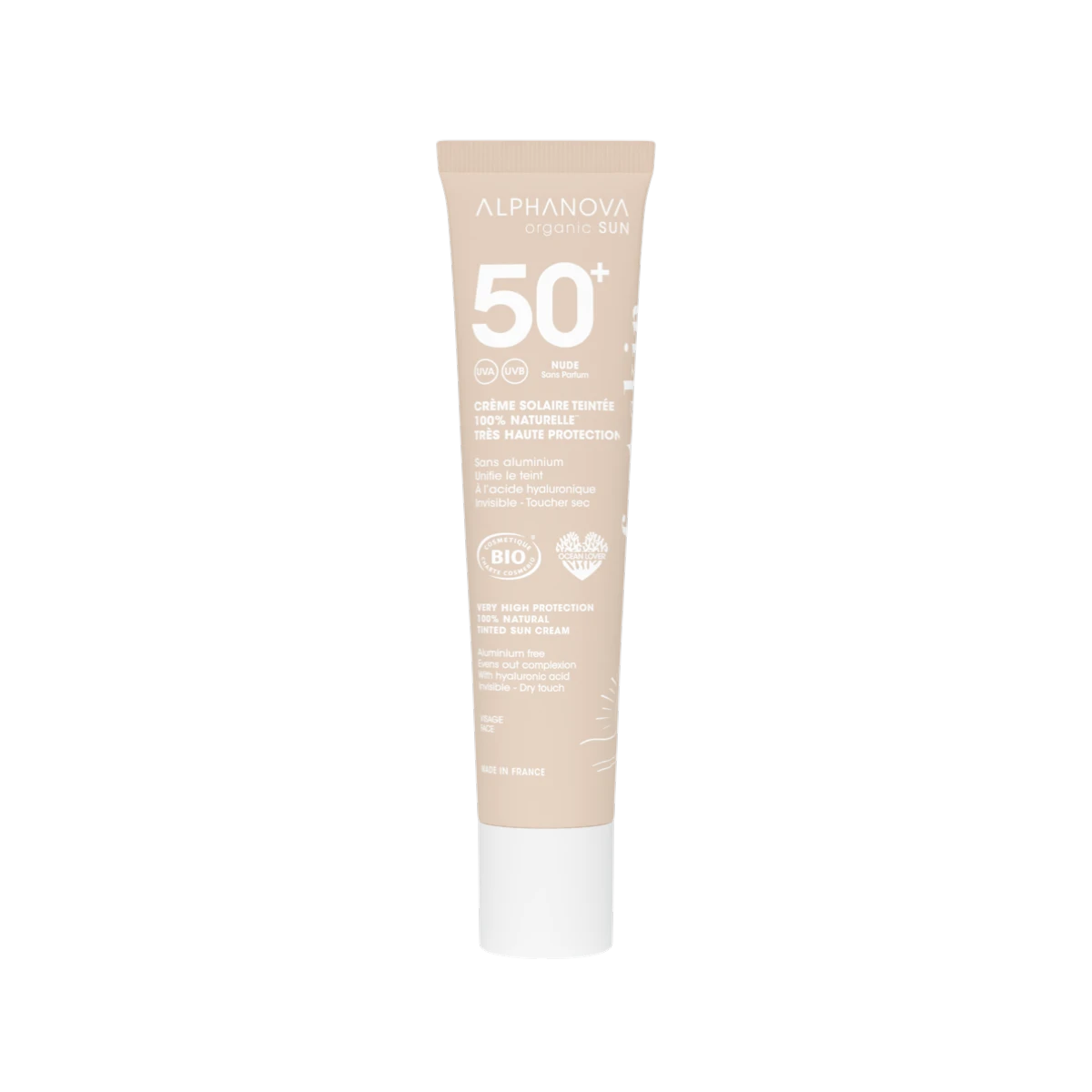 Protector Solar Facial BIO SPF50+ Color Claro · Alphanova · 40 gramos