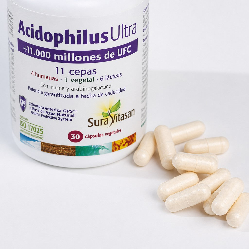Acidophilus Ultra · Sura Vitasan — detalle cápsulas