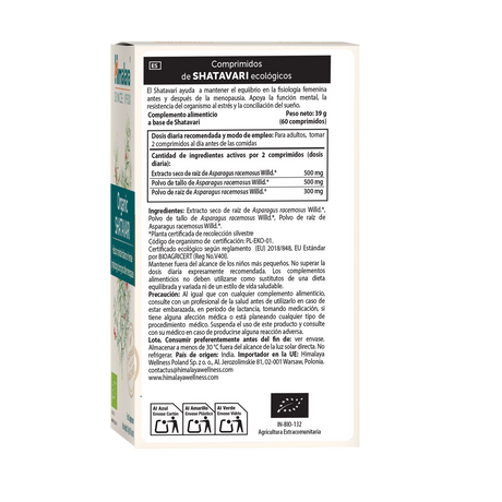 Shatavari Organic · Himalaya · 60 comprimidos