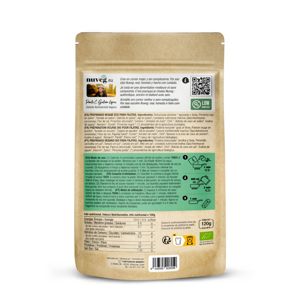 Preparado Veggie Eco para Fajitas · Nuveg · 120 gramos