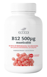 Vitamina B12 500 mcg · Betula · 100 comprimidos masticables
