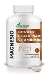 Magnesio Citrato, Bisglicinato y Vit B6 · Soria Natural · 120 comprimidos