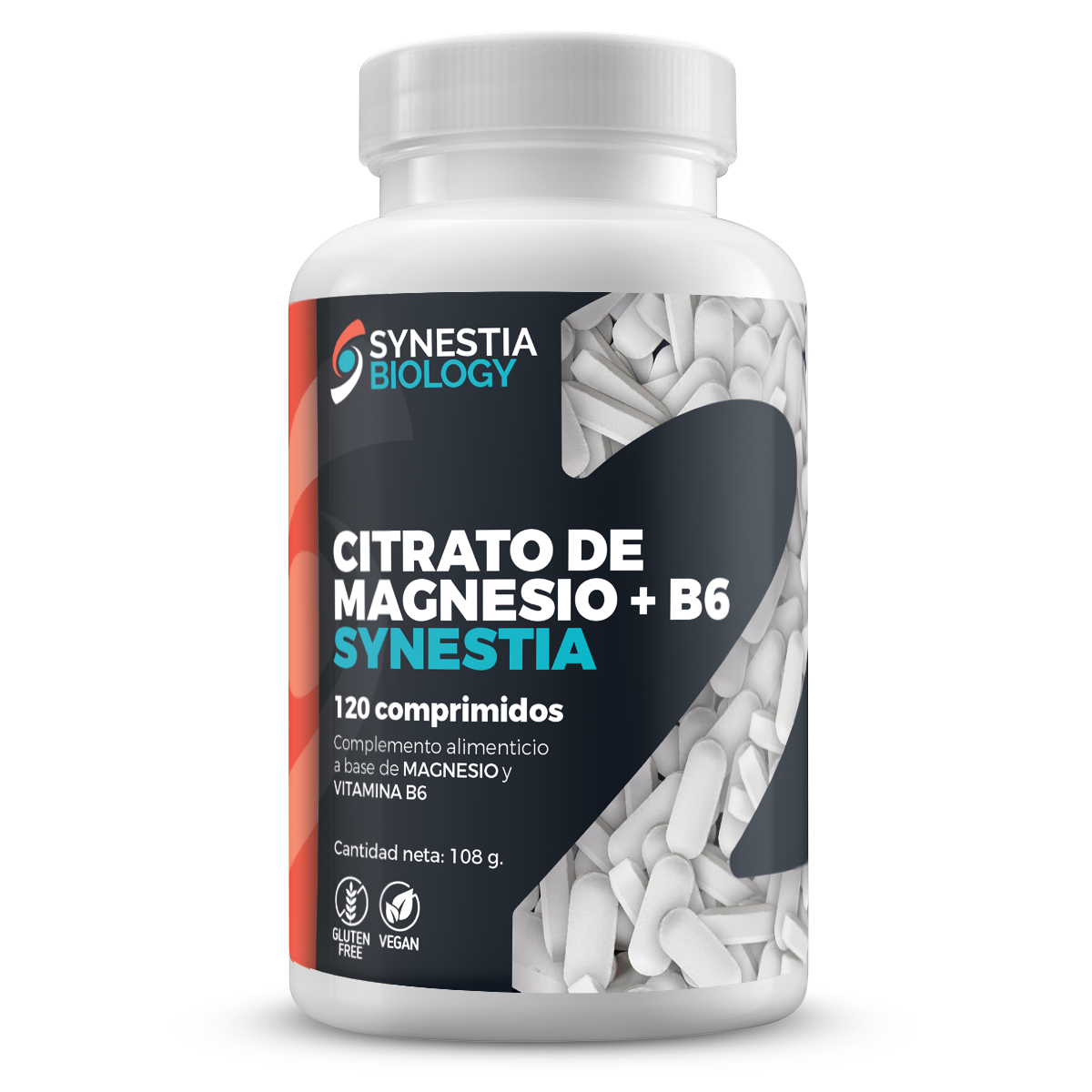 Citrato de Magnesio y B6 · Synestia Biology · 120 comprimidoa