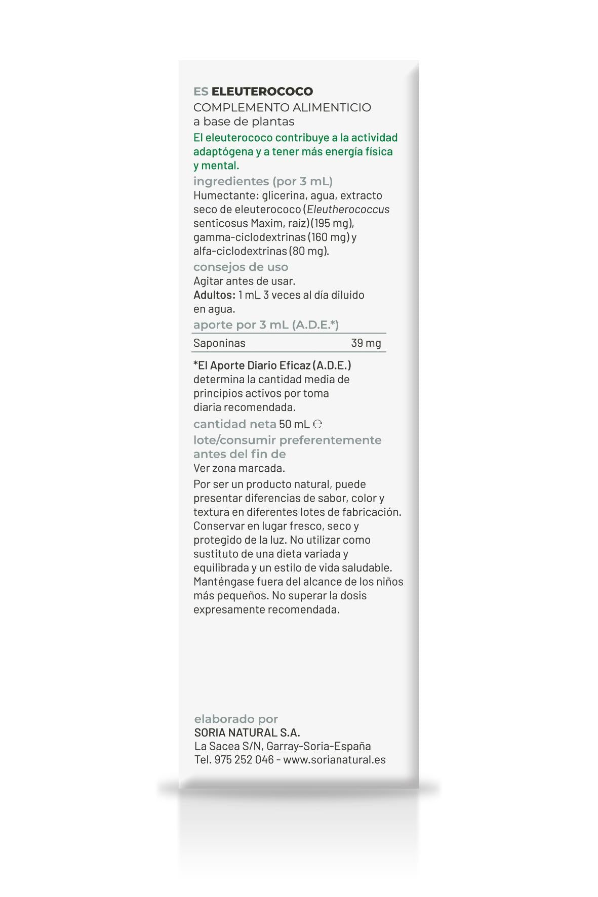 Extracto Natural de Eleuterococo · Soria Natural · 50 ml