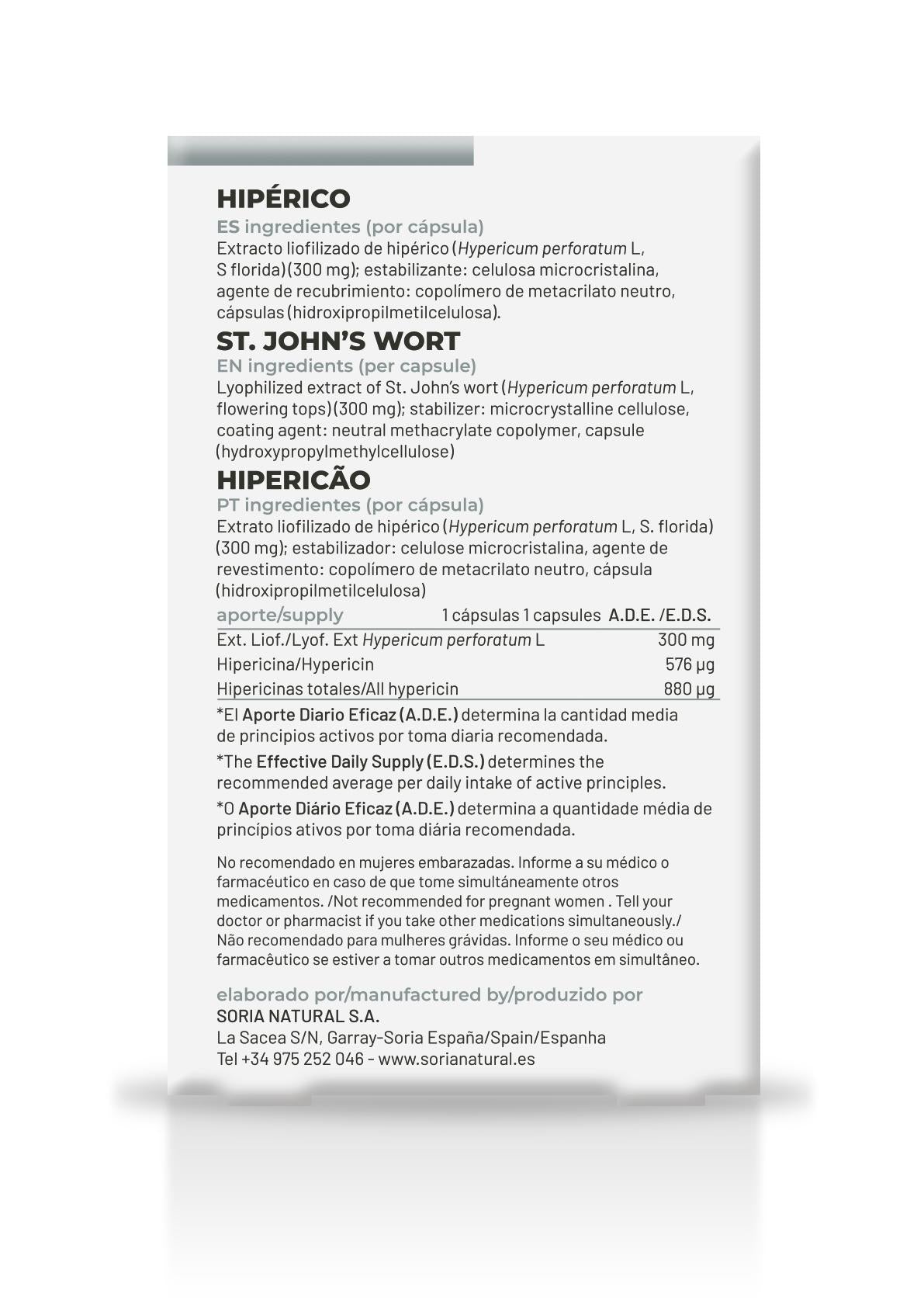 Hipérico · Soria Natural · 30 cápsulas