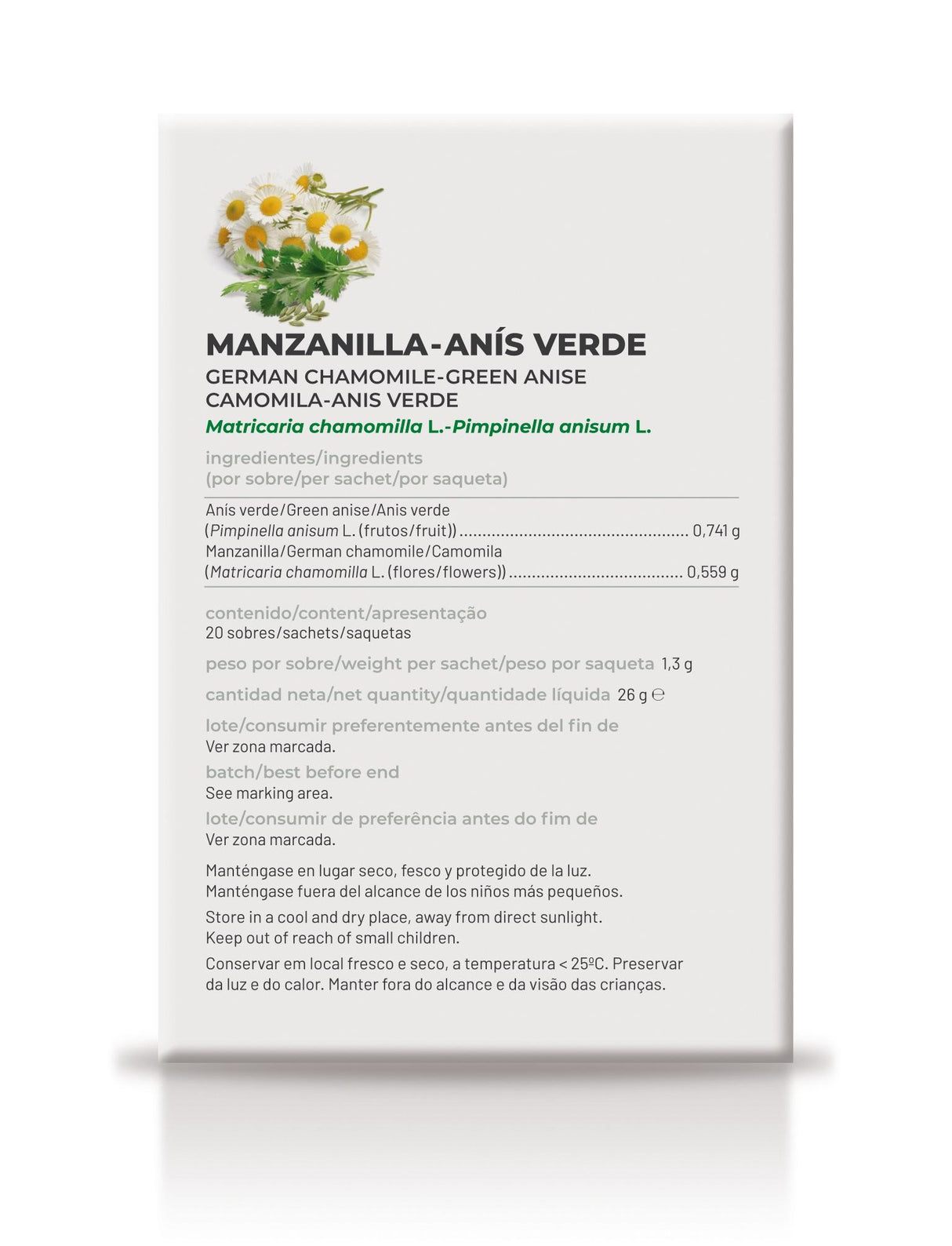 Manzanilla con Anís Verde Infusión · Soria Natural · 20 filtros