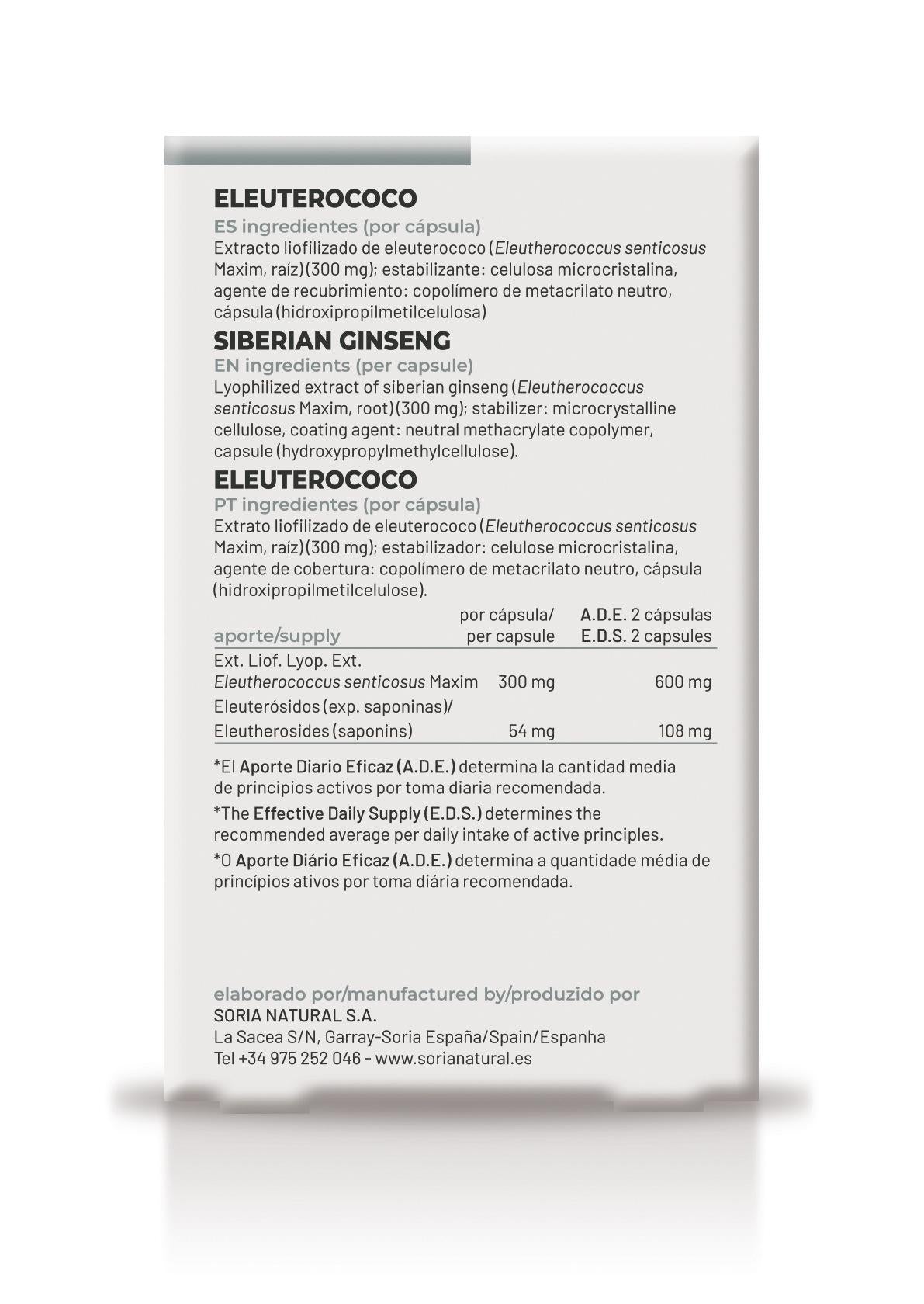 Eleuterococo · Soria Natural · 30 cápsulas - 5