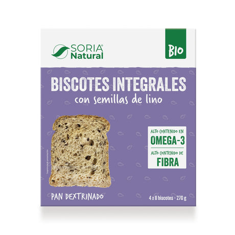 Biscotes Integrales con Semillas de Lino Bio · Soria Natural · 270 gramos - 1