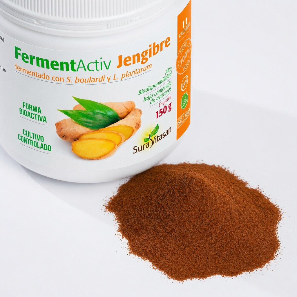 FermentActiv Jengibre · Sura Vitasan — polvo y frasco