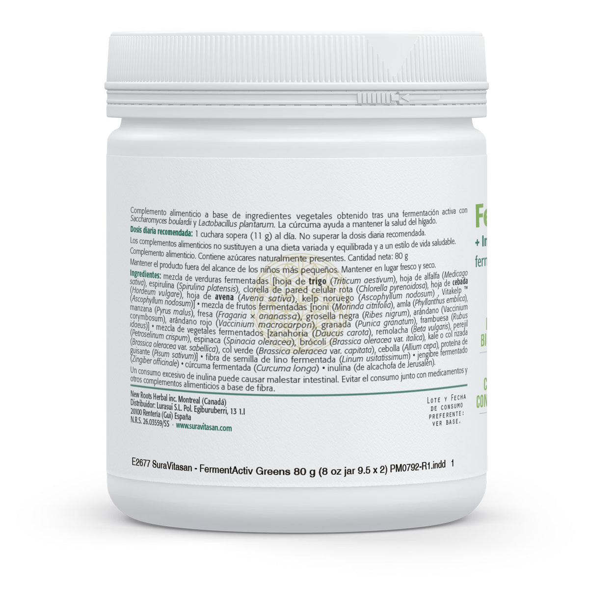 FermentActiv Greens · Sura Vitasan — información nutricional
