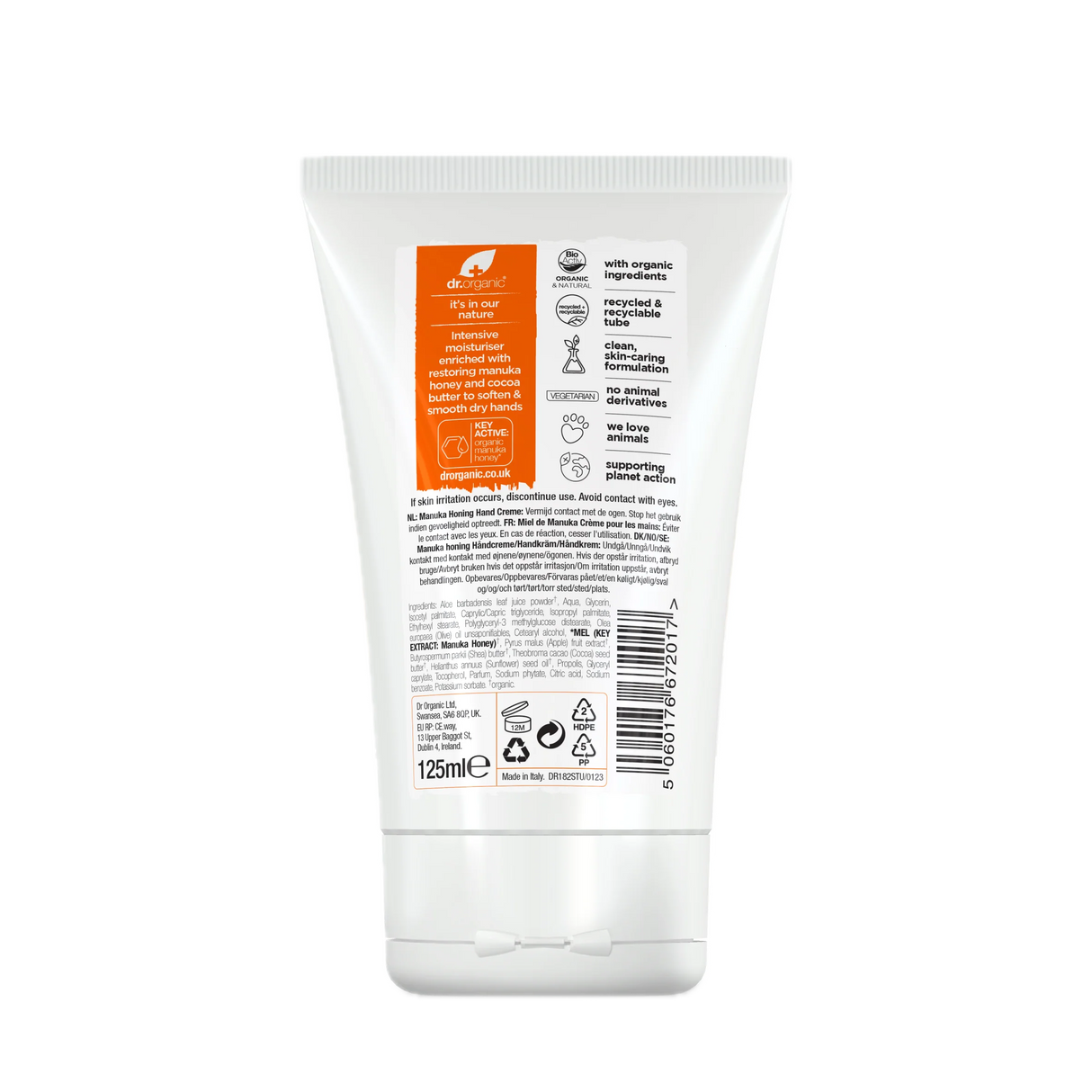 Crema para Manos y Uñas Miel de Manuka · Dr Organic · 125 ml