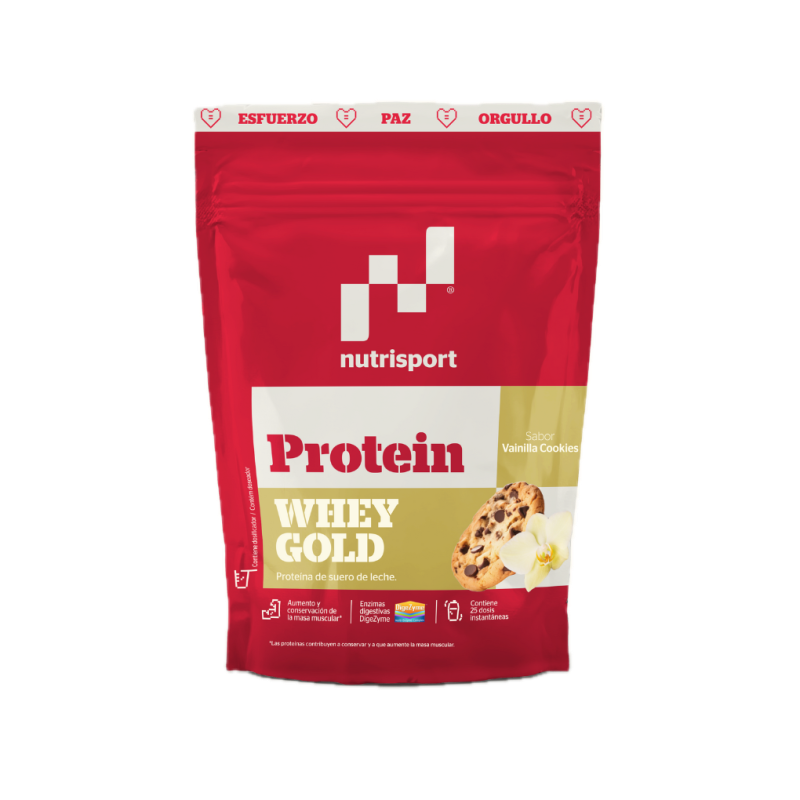 Whey Gold Protein Vainilla-Cookies · Nutrisport · 500 gramos