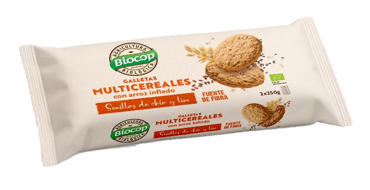 Galletas Multicereales con Arroz Inflado · Biocop · 2x250 gramos