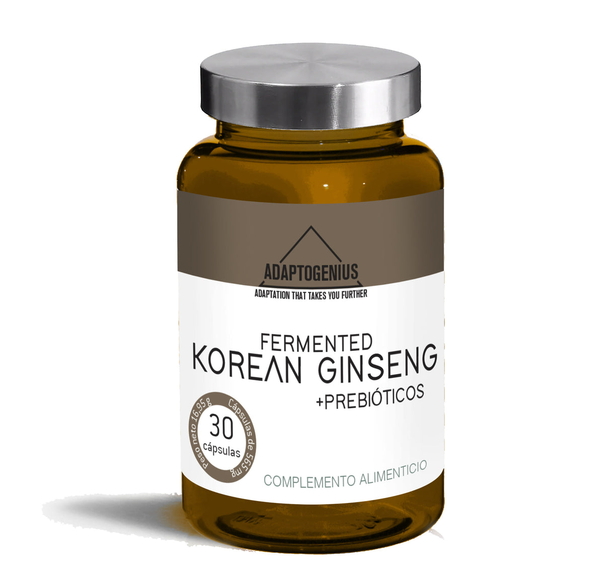 Fermented Ginseng Rojo Coreano con Prebióticos · Adaptogenius · 30 cápsulas