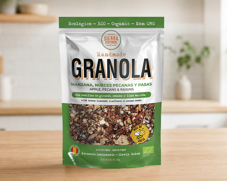 Granola de Manzana, Nueces Pecanas y Pasas con Canela · Sierra Eco Foods