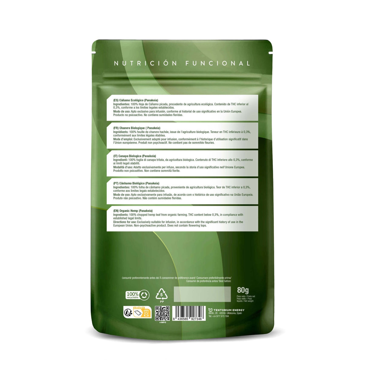 Hoja de Cáñamo Eco · Energy Feelings · 80 gramos