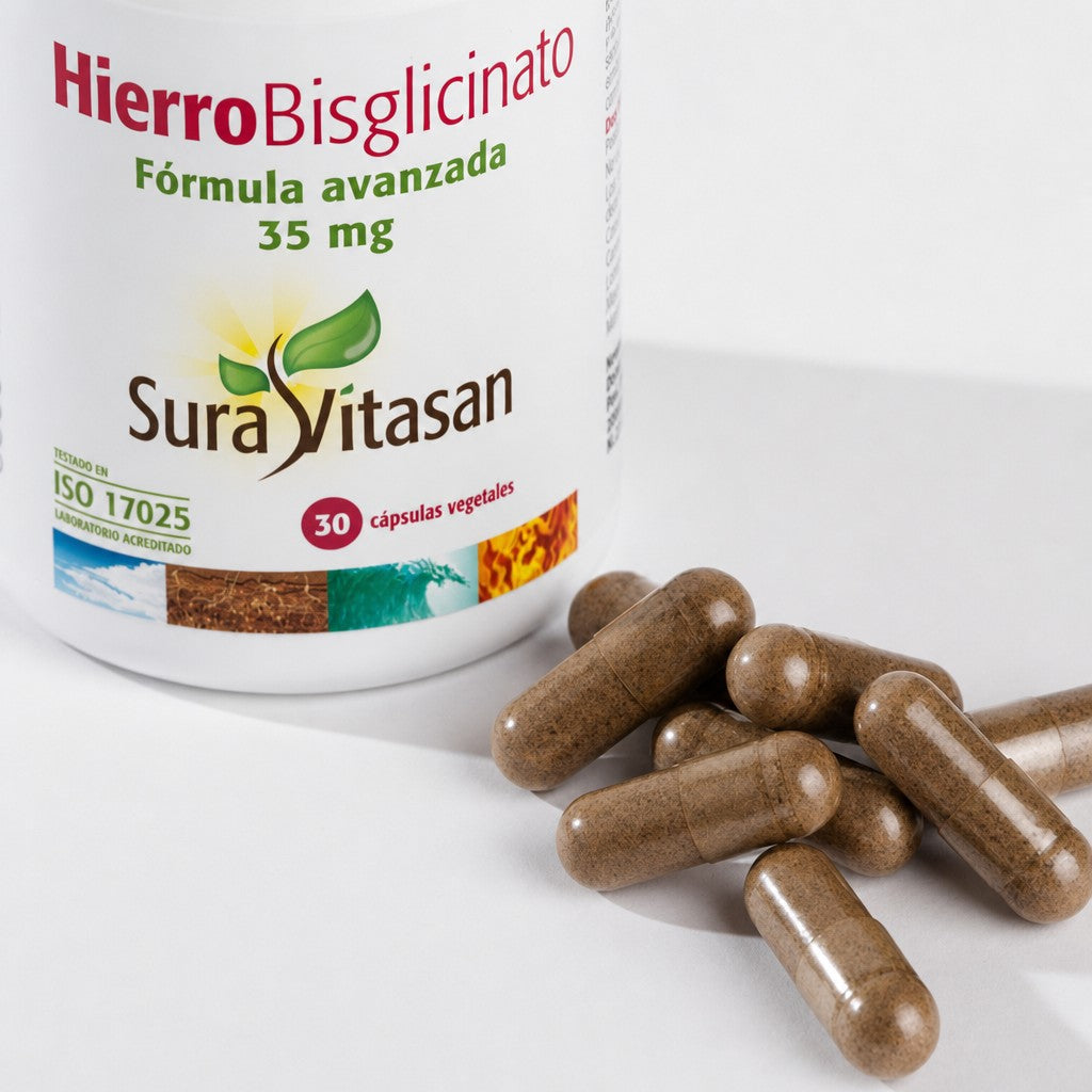 Hierro Bisglicinato 35 mg · Sura Vitasan — detalle cápsulas