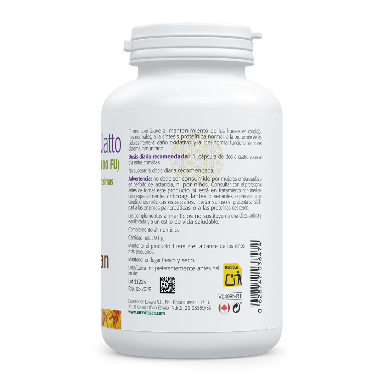 InflaHeal-Natto · Sura Vitasan — información nutricional