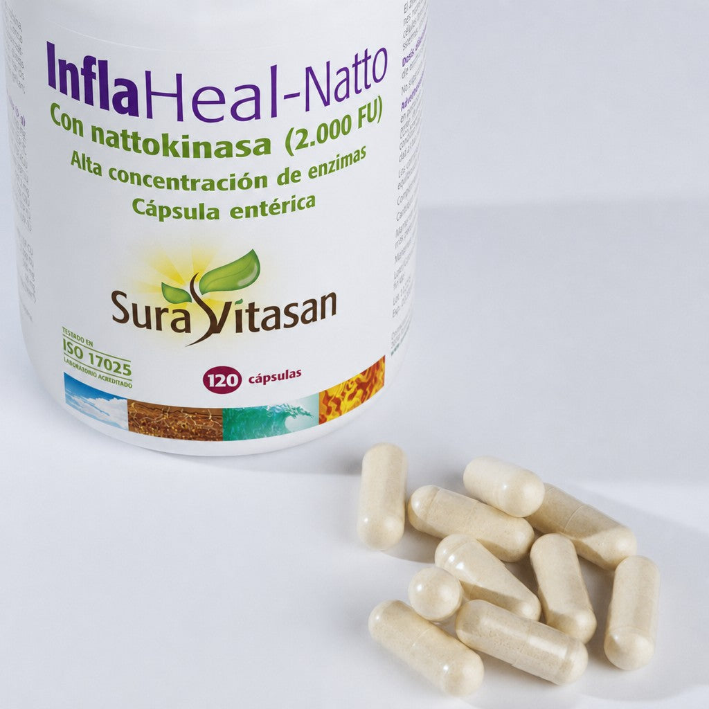 InflaHeal-Natto · Sura Vitasan — detalle cápsulas
