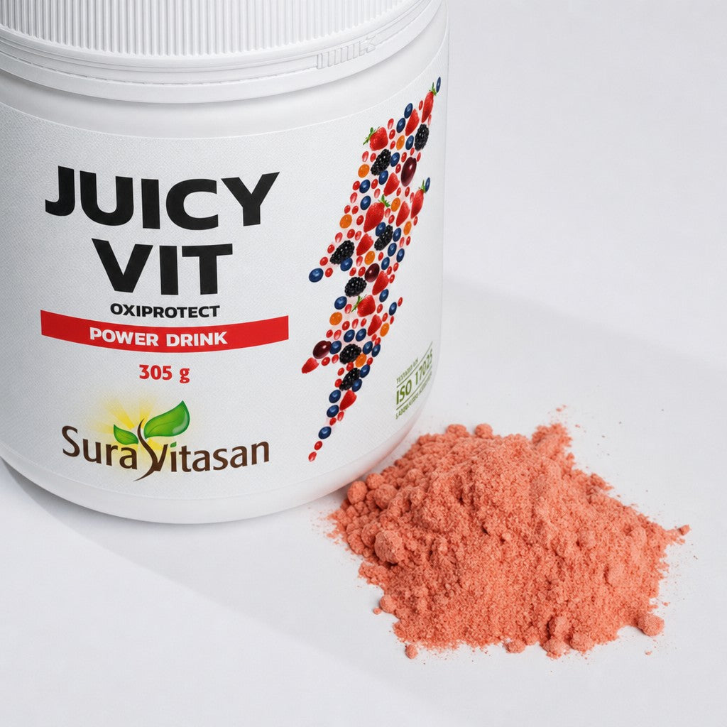 JuicyVit Oxiprotect · Sura Vitasan — polvo y frasco