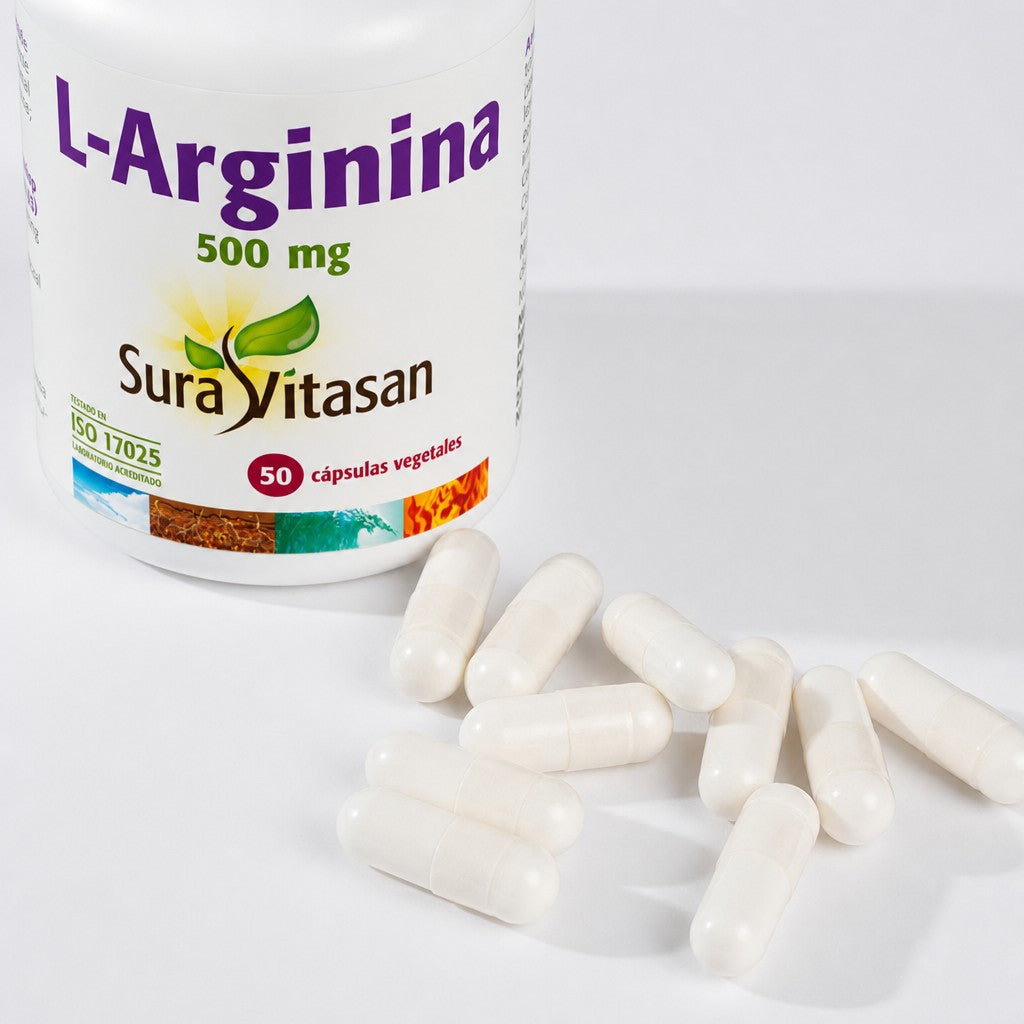L-Arginina · Sura Vitasan — detalle cápsulas