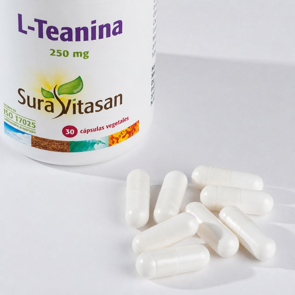 L-Teanina 250 mg · Sura Vitasan — detalle cápsulas