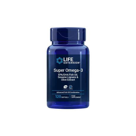 Super Omega-3 EPA/DHA Fish Oil, Sesame Lignans & Olive Extract · Life Extension · 120 perlas